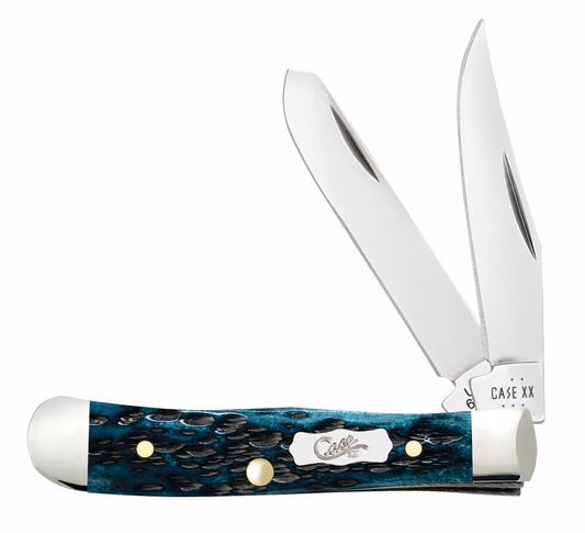 W.R. Case XX Knives Tiny Trapper Jig Mediterranean Blue Bone 51862 Stainless Pocket Knife