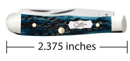 W.R. Case XX Knives Tiny Trapper Jig Mediterranean Blue Bone 51862 Stainless Pocket Knife
