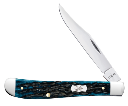 W.R. Case XX Knives Slimline Trapper Peachseed Jig Mediterranean Blue Bone 51865 Stainless Pocket Knife