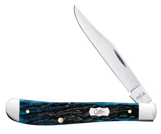 W.R. Case XX Knives Slimline Trapper Peachseed Jig Mediterranean Blue Bone 51865 Stainless Pocket Knife