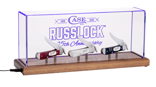 W.R. Case XX Knives Russlock 25th Anniversary 3- Set 52022 w/ Illuminated Display