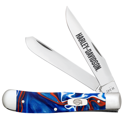 W.R. Case XX Knives Trapper Harley-Davidson Patriotic Kirinite 52282 Stainless Pocket Knife