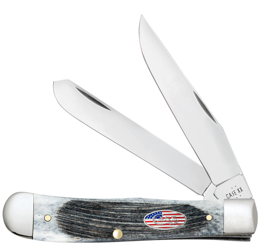 W.R. Case XX Knives Trapper Stars & Stripes Gray Bone 53060 Stainless Pocket Knife