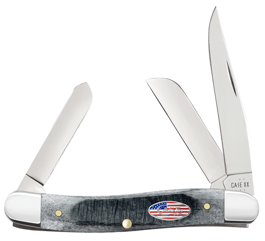 W.R. Case XX Knives Medium Stockman Stars & Stripes Gray Bone 53061 Stainless Pocket Knife