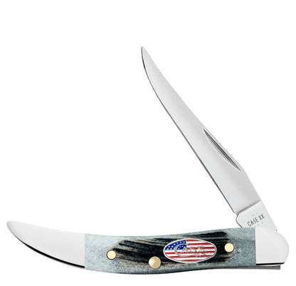 W.R. Case XX Knives Toothpick Stars & Stripes Gray Bone 53064 Stainless Pocket Knife