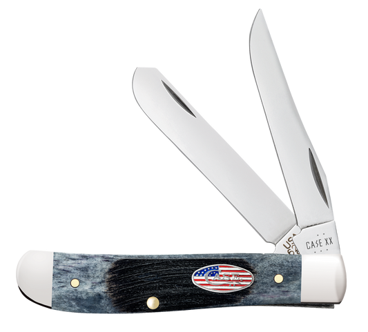 W.R. Case XX Knives Mini Trapper Stars & Stripes Gray Bone 53066 Stainless Pocket Knife