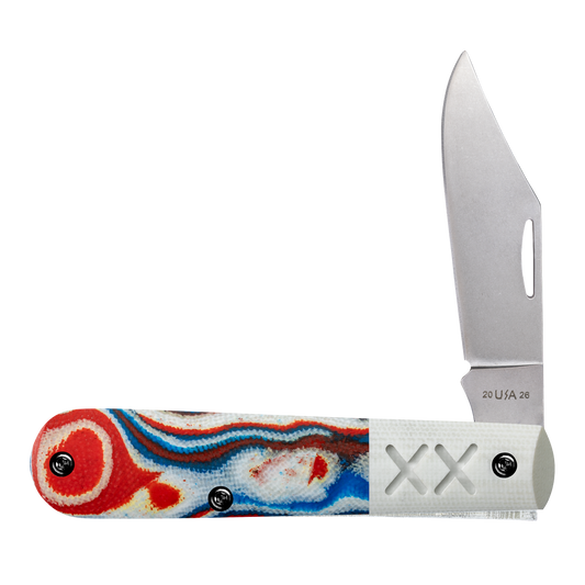 W.R. Case XX Knives Barlow XR Crossroads Red, White & Blue Burl G-10 S35VN Steel 53164 Pocket Knife