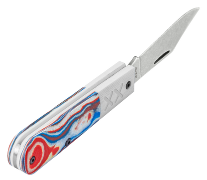 W.R. Case XX Knives Barlow XR Crossroads Red, White & Blue Burl G-10 S35VN Steel 53164 Pocket Knife