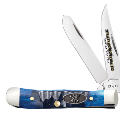 W.R. Case XX Knives Tiny Trapper Limited Edition Gator Jig Ocean Blue Bone 53984 Stainless Pocket Knife