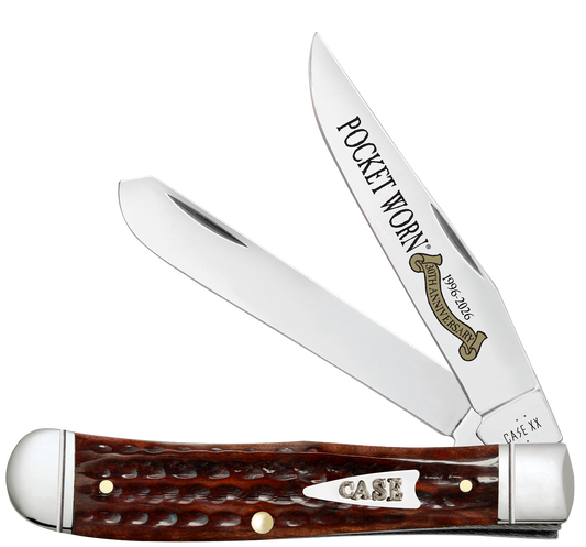 W.R. Case XX Knives Trapper Pocket Knife Worn 30th Mahogany Bone 55230 Stainless Pocket Knife