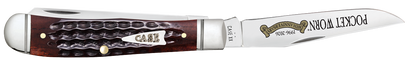 W.R. Case XX Knives Mini Trapper Pocket Knife Worn 30th Mahogany Bone 55231 Stainless Pocket Knife
