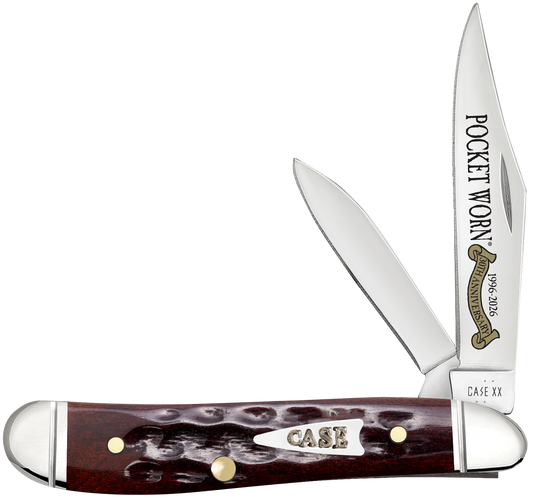 W.R. Case XX Knives Peanut Pocket Knife Worn 30th Mahogany Bone 55234 Stainless Pocket Knife