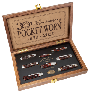 W.R. Case XX Knives Pocket Knife Set Worn 30th Anniversary 55238 Mahogany Bone Stainless 8- Mint Set