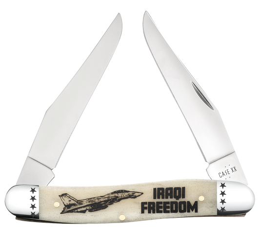 W.R. Case XX Knives Muskrat Iraqi Freedom Natural Bone 58494 Stainless Pocket Knife