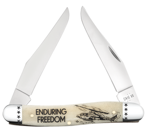 W.R. Case XX Knives Muskrat Enduring Freedom Natural Bone 58495 Stainless Pocket Knife