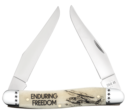 W.R. Case XX Knives Muskrat Enduring Freedom Natural Bone 58495 Stainless Pocket Knife