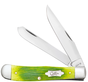 W.R. Case XX Knives Trapper 61040 Barnboard Jig Lime Green Bone Stainless Steel Pocket Knife