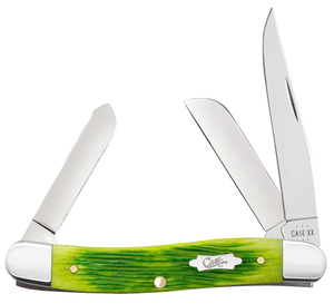 W.R. Case XX Knives Medium Stockman 61041 Barnboard Jig Lime Green Bone Stainless Steel Pocket Knife