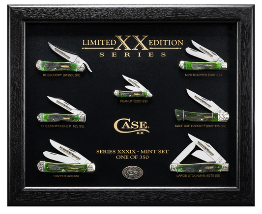 W.R. Case XX Knives Limited Edition 61877 Barnboard Bermuda Green Bone 7- Mint Set