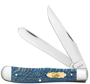 W.R. Case XX Knives Trapper Smooth Blue Sycamore Wood 63730 Stainless Pocket Knife