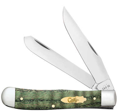 Case XX™ Knives Trapper 64070 Kelly Green Curly Oak Brass Stainless Pocket Knife