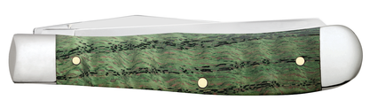 Case XX™ Knives Trapper 64070 Kelly Green Curly Oak Brass Stainless Pocket Knife