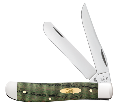 Case XX™ Knives Mini Trapper 64071 Kelly Green Curly Oak Stainless Pocket Knife