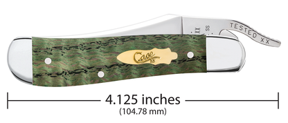 Case XX™ Knives Russlock Kelly Green Curly Oak Wood 64073 Stainless Pocket Knife