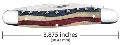 W.R. Case XX Knives Muskrat Star Spangled Red & Blue Natural Bone 64143 Pocket Knife