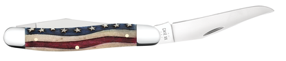 W.R. Case XX Knives Muskrat Star Spangled Red & Blue Natural Bone 64143 Pocket Knife