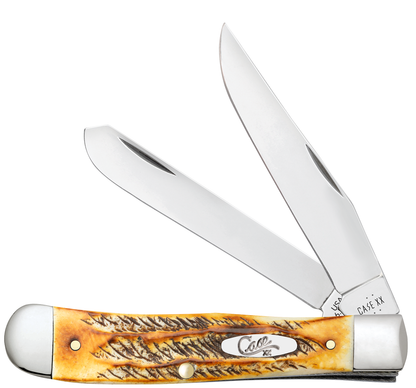 W.R. Case XX Knives Trapper 6.5 BoneStag 65345 Stainless Pocket Knife w/ Clip