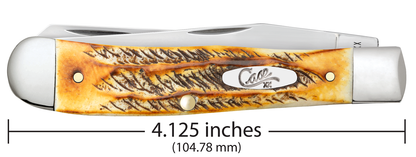 W.R. Case XX Knives Trapper 6.5 BoneStag 65345 Stainless Pocket Knife w/ Clip