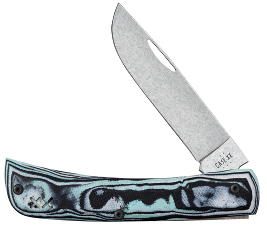 W.R. Case XX Knives Sod Buster Jr Seafoam Green Burl G-10 66384 S35VN Stainless Pocket Knife