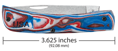 W.R. Case XX Knives Sod Buster Jr Red, White & Blue Burl G10 S35VN Stainless Steel Pocket Knife 66386