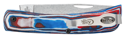 W.R. Case XX Knives Sod Buster Jr Red, White & Blue Burl G10 S35VN Stainless Steel Pocket Knife 66386