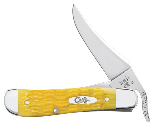 W.R. Case XX Knives Russlock Platts Jig Yellow Bone 75315 Stainless Pocket Knife