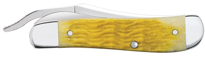 W.R. Case XX Knives Russlock Platts Jig Yellow Bone 75315 Stainless Pocket Knife