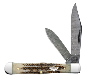 W.R. Case XX Knives Swell Center Jack 77462 Damascus Vintage Bone 1/1400 Pocket Knife
