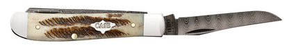 W.R. Case XX Knives Mini Trapper 77466 Damascus Vintage Bone 1/1400 Pocket Knife