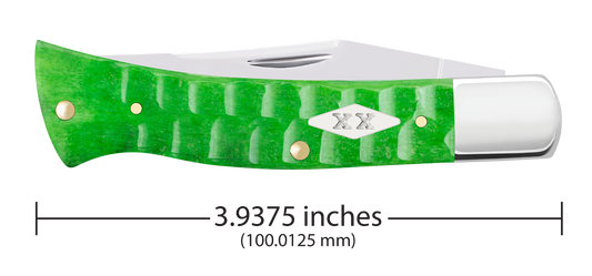 W.R. Case XX Knives Axe Handle 1st Run Gator Jig Bright Green Bone 81445 Stainless 1/250 Pocket Knife