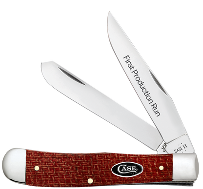 W.R. Case XX Knives Trapper 1st Run Dark Red Burlap Micarta 82270 Carbon Steel 1/250 Pocket Knife