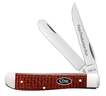 W.R. Case XX Knives Mini Trapper 1st Run Dark Red Burlap Micarta 82271 Carbon Steel 1/250 Pocket Knife