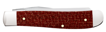 W.R. Case XX Knives Mini Trapper 1st Run Dark Red Burlap Micarta 82271 Carbon Steel 1/250 Pocket Knife