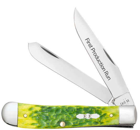 W.R. Case XX Knives Trapper 1st Run Jigged Green Apple Bone 87860 Stainless 1/250 Pocket Knife