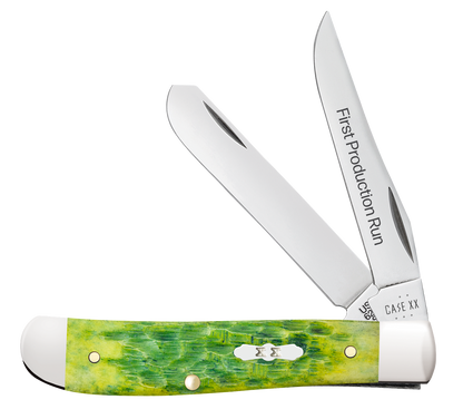 W.R. Case XX Knives Mini Trapper 1st Run Jigged Green Apple Bone 87861 Stainless 1/250 Pocket Knife