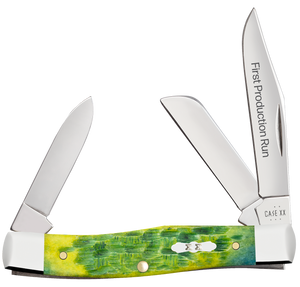 W.R. Case XX Knives Medium Stockman 1st Run Jigged Green Apple Bone 87862 Stainless 1/250 Pocket Knife