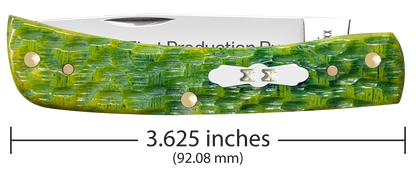 W.R. Case XX Knives Sod Buster Jr 1st Run Jigged Green Apple Bone 87863 Stainless 1/250 Pocket Knife