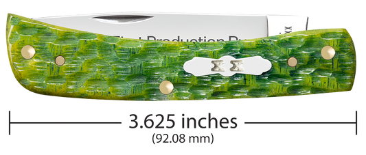 W.R. Case XX Knives Sod Buster Jr 1st Run Jigged Green Apple Bone 87863 Stainless 1/250 Pocket Knife