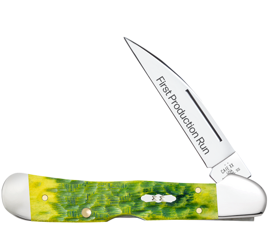 W.R. Case XX Knives Copperlock 1st Run Jigged Green Apple Bone 87865 Stainless 1/250 Pocket Knife
