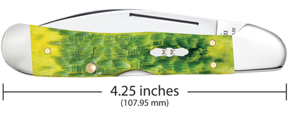 W.R. Case XX Knives Copperlock 1st Run Jigged Green Apple Bone 87865 Stainless 1/250 Pocket Knife